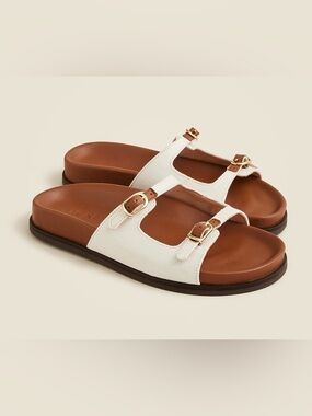 J. Crew Colbie Buckle Slide Sandals in Canvas and Leather Size 8.5 NWT